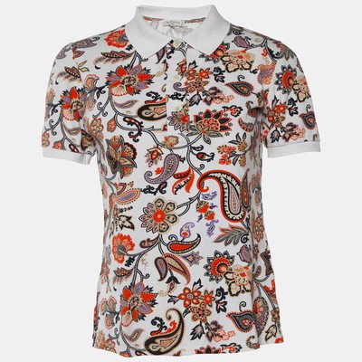 Tシャツ・カットソー ETRO Etro T-shirts and Polos White (WRMA0005 AR362W0001) Etro White Paisley Floral Printed Cotton Pique Polo T-Shirt