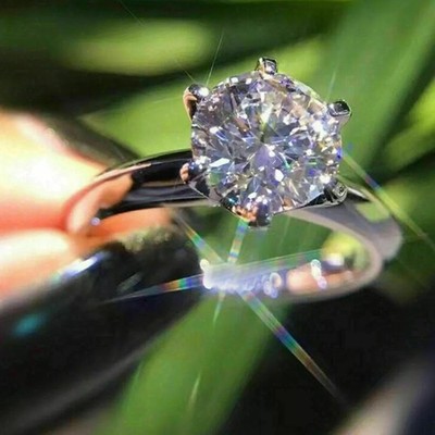3,00 Kt Rund Diamant Solitär Brillant Verlobungsring 14 Karat Weißgold-Finish