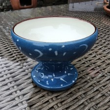 Wetheriggs Penrith Pottery Blue Cream Slipware small footed bowl  Ex. Cond