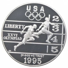 1995-P Proof Olympic Track & Field Commemorative Silver Dollar $1