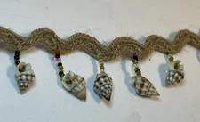 Wavy Hemp Trim With Multicolor Beaded Shell Fringe Natural DIY Beach Jewelry 5 Y