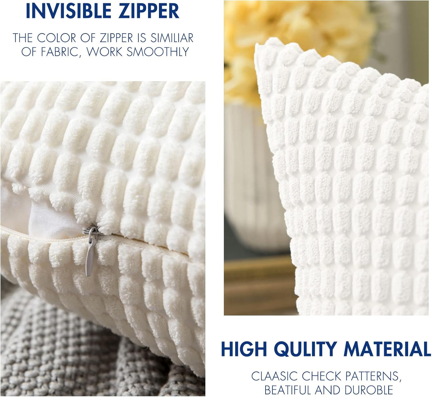 MIULEE Pack of 2 Corduroy Soft Soild Decorative Square Throw Pillow Covers Set C