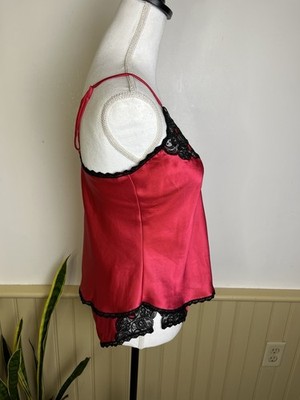 Vintage Christian Dior Lingerie Set Cami Panties Red Satin Lace
