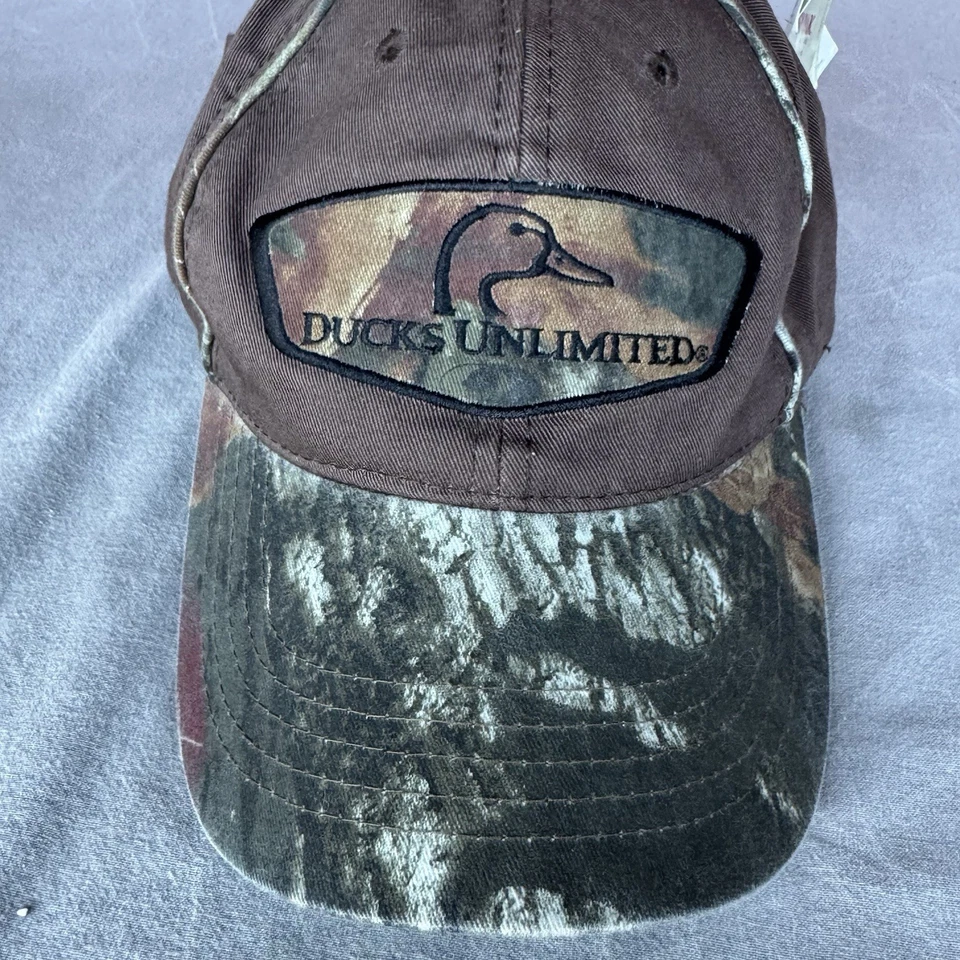 Ducks Unlimited Mossy Oak Camo Adjustable Strapback Hat Cap With Patch New - Image 2 of 4
