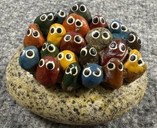 VTG 70s Painted PET ROCK CONCERT Music Pun Figure Statue Display Folk Art Record