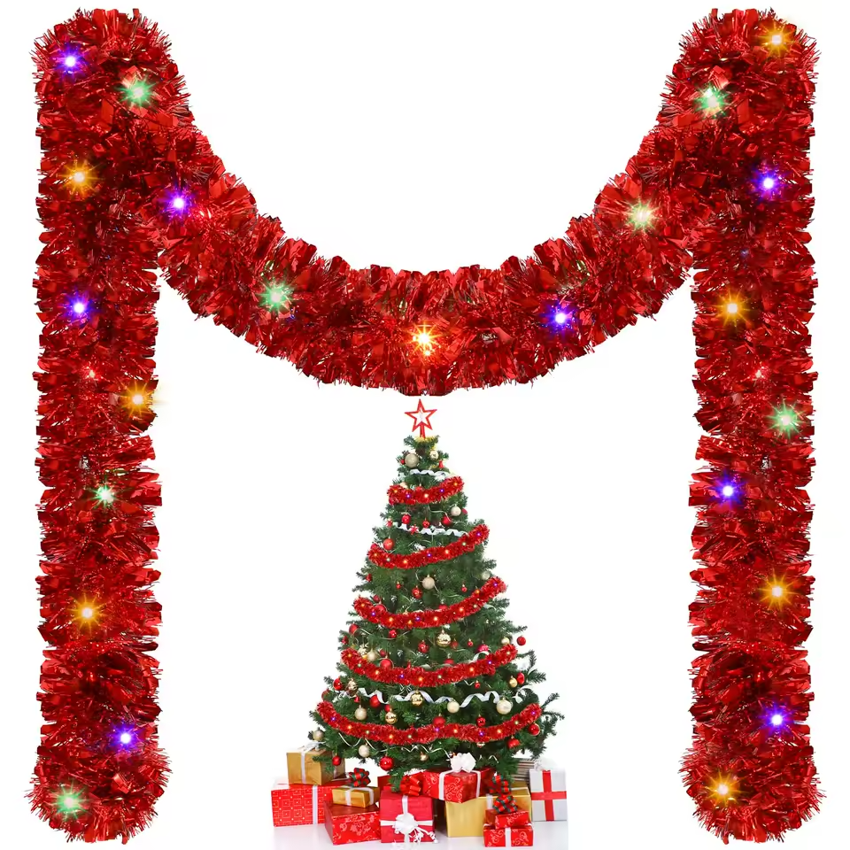 1/3pcs 5M Christmas Tinsel Tree Decorations, Indoor/Outdoor Hanging