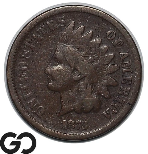 1873 Indian Head Cent Penny, Open 3, VG+ Better Date