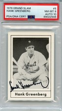 1978 Grand Slam Hank Greenberg #5 Signed PSA 8 DNA AUTO 10 Baseball HOF *POP 2