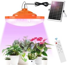 Solar Plant Grow Light Battery Powered, 96 LED Full Spectrum Hangin... Fast Ship