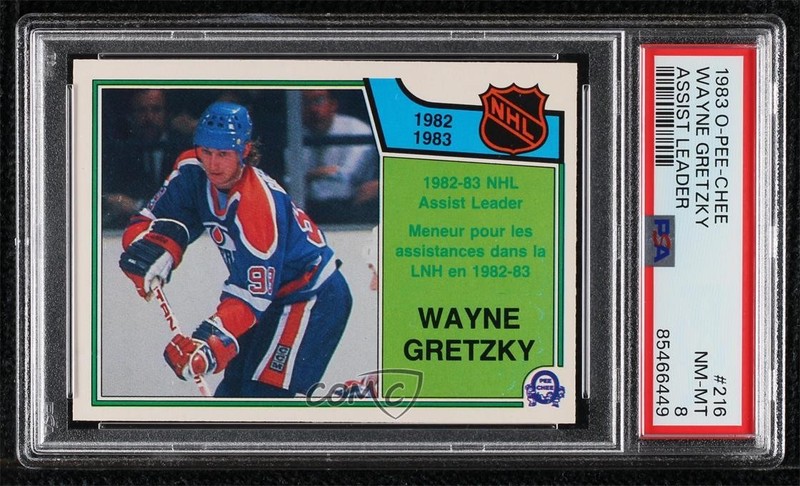 1983-84 O-Pee-Chee League Leaders Wayne Gretzky #216 PSA 8 HOF