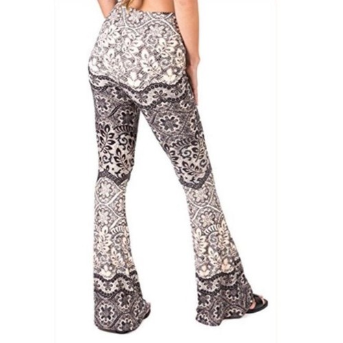Satina Black And Cream High Waisted Flare Wide Leg Printed Palazzo Pants XLarge