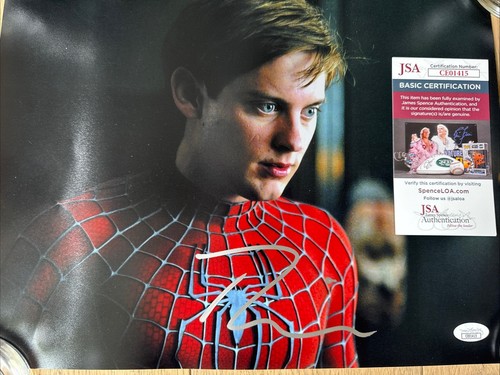 TOBEY MAGUIRE SIGNED PHOTO 8X10 SPIDER MAN AUTOGRAPH JSA COA MARVEL 11 X 14