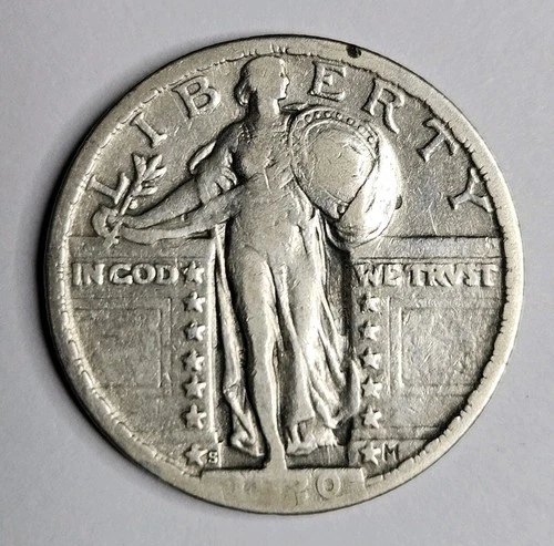 1920 S Standing Liberty Quarter Very Fine VF Almost XF Cleaned Key Date