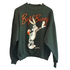 Vintage Genus Green Striped Bugs Bunny 1992 Sweatshirt - size Large (Unisex)
