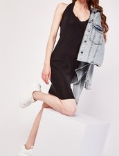 ⭐️Black Sexy Ribbed  PlainMini Party Spring Summer Autumn Winter Luxury Dress⭐️