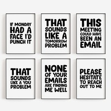 Funny Office Posters, Workplace Wall Art Prints. Gift For Work Colleague