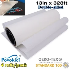 4 Rolls 13in x 328ft Direct to Film Transfer Film Roll Warm Peel Double Sided
