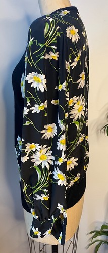 VTG 80'S UMI BY ANNE CRIMINS DAISY FLORAL PRINT SILK&KNIT CARDIGAN SWEATER*S/M - Picture 5 of 7