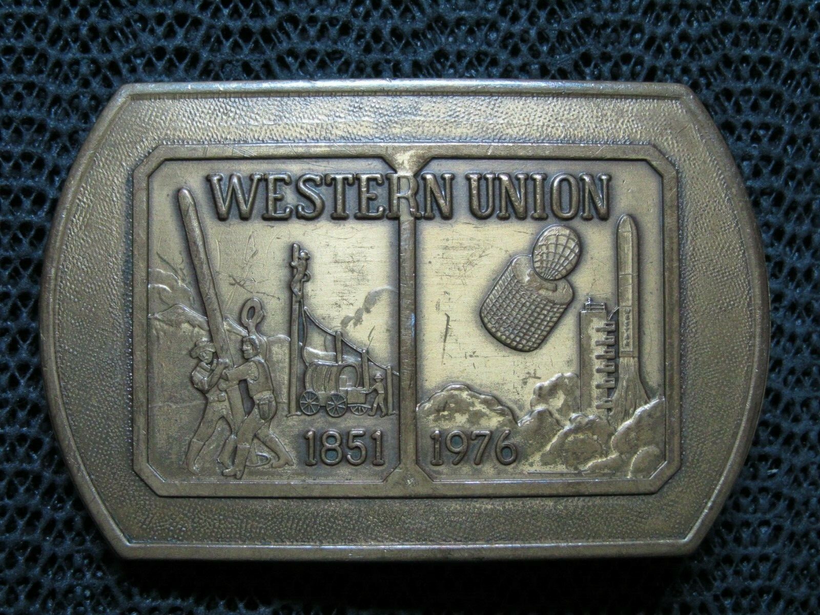 WESTERN UNION 18511976 BRASS BELT BUCKLE! VINTAGE! R… Gem