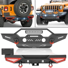 Compatible For 2018-2025 Jeep Wrangler JL JLU Rear /Front Bumper W/ LED Lights