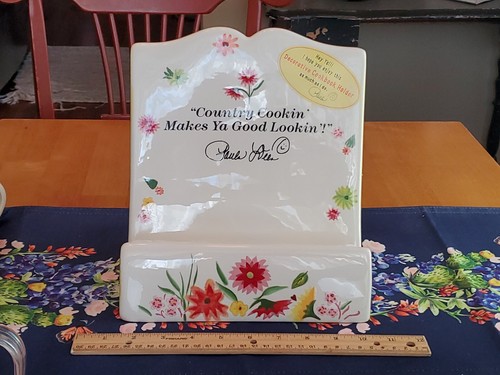 Paula Deen Ceramic Hand Painted Floral Cookbook Holder On The Veranda 9x9x6 NWT - Picture 2 of 24