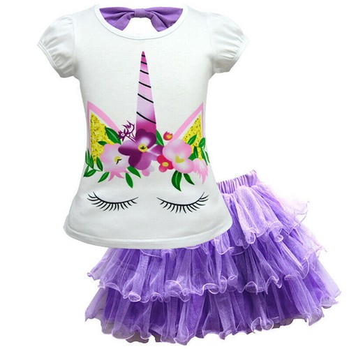 Unicorn Toddler Kids Casual Tutu Dresses Girls Princess Holiday Party Sundress - Picture 10 of 13