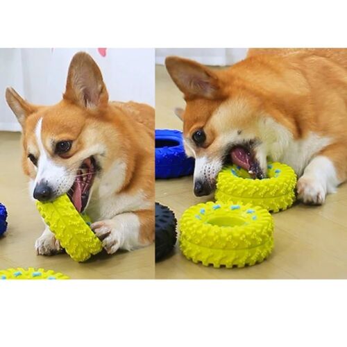 Dog Toys Tyre Rubber Squeaks Pulling Tugging Interactive Cleaning Teeth Chew Toy - Picture 12 of 20