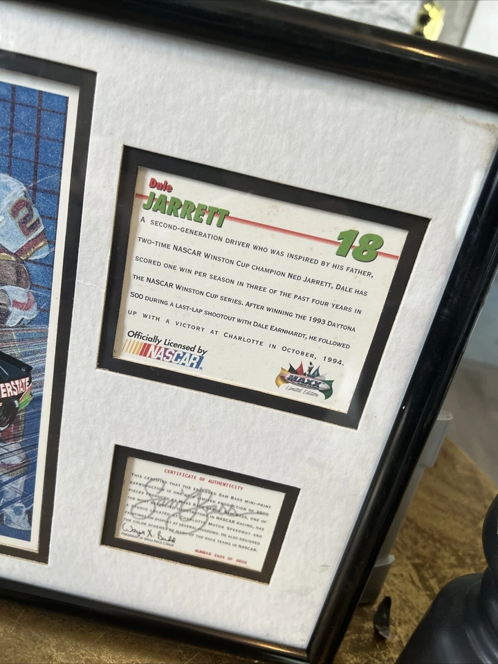 Sam Bass Dale Jarrett Earnest Byner Washington Redskins NASCAR Lithograph & Car - Image 3 of 4