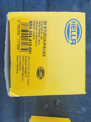 20x Hella 2919 - 8RA 004.412-001 AMBER Reflex Reflector - S/adhesive. Bx372 