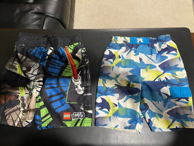Lot of two pair boys youth swim trunks size 7 (Star Wars, Ocean Pacific)
