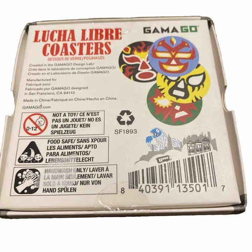 Lucha Libre Coasters NIB Mexican Wrestling 4 Mask Coasters - Picture 3 of 3