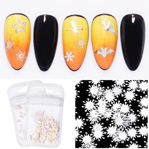 100x Halloween Mix Black Gold Metal 3d Nail Art Decorations Slice