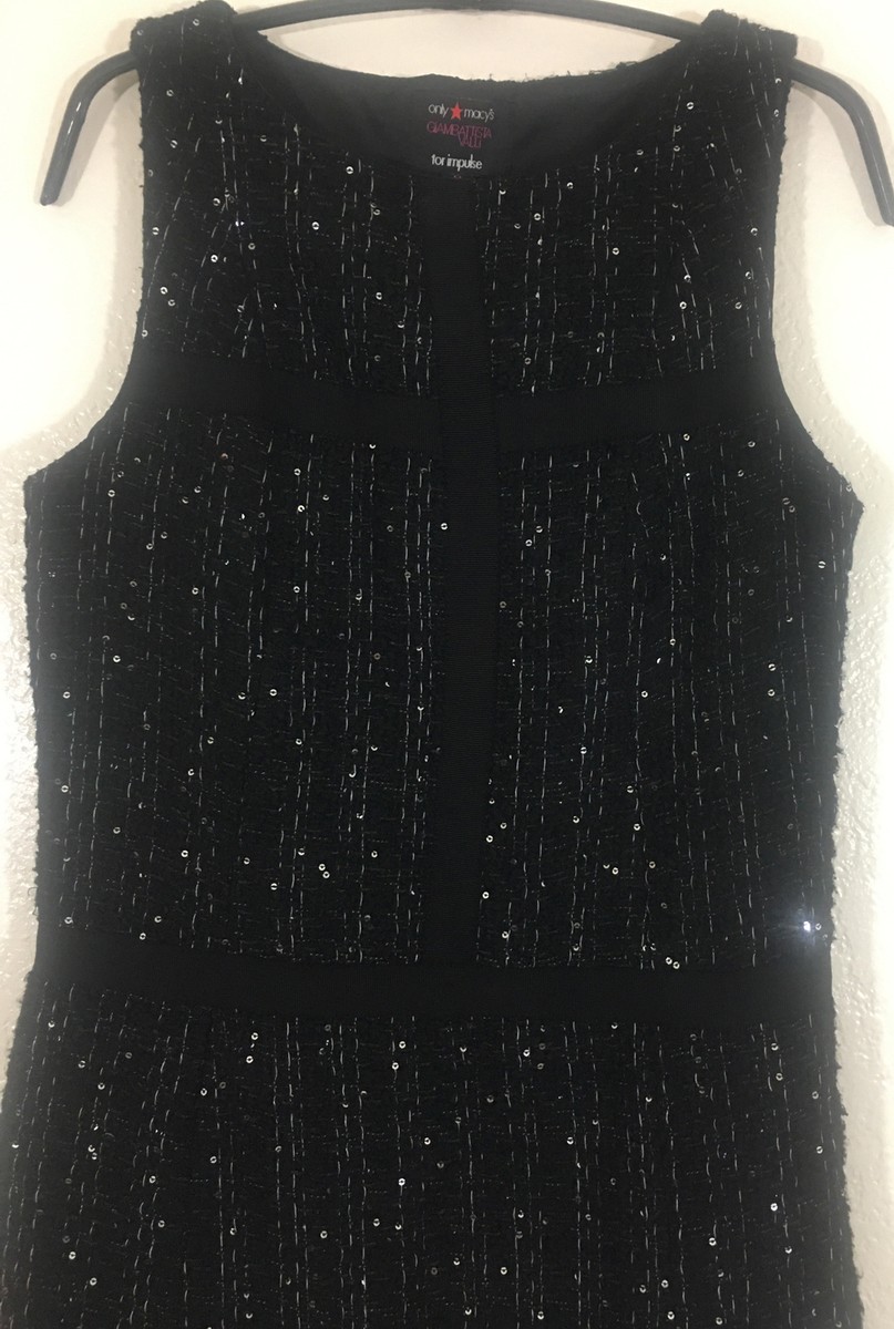 Macy's Giambattista Valli Impulse Black Sequine Cocktail Dress