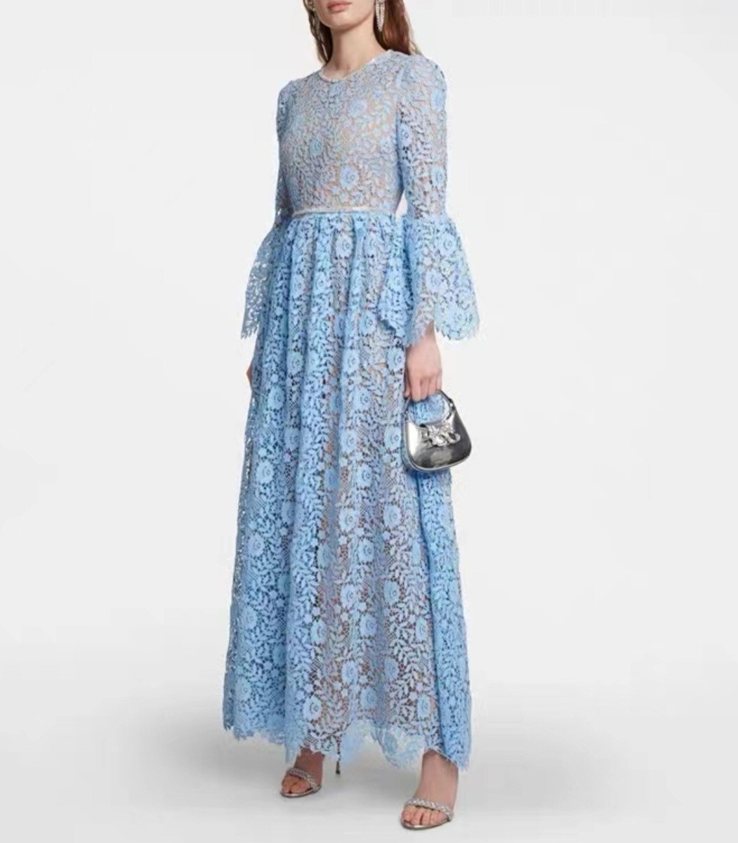 Self-Portrait blue rose lace maxi USA0,2,4,6,8,10 pls advise your size |  eBay