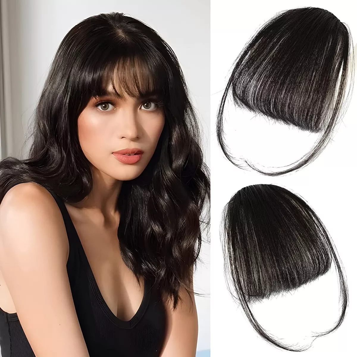 Clip in human clearance hair extensions bangs
