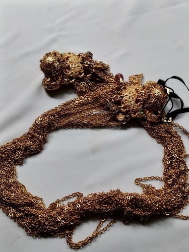 Impresionante Cinturón y Pulsera Zara Cadena Oro Forma Corazón Colgante 32" 34" 26" - Imagen 3 de 9