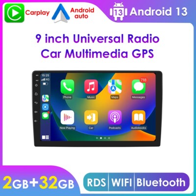 Android 13.0 Carplay Bluetooth 2+32GB Car Stereo Radio Head Unit GPS Navi Player
