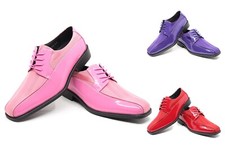 Men's Casual Oxford Lace up Striped Satin Patent Tuxedo Prom Dress Shoes