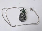 vintage rhinestone pineapple pendant necklace costume jewelry 28 inches