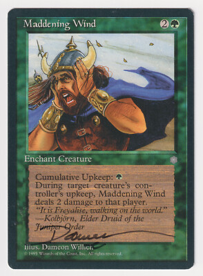 Signed Maddening Wind MP Ice Age Artist Dameon Willich 1995 MTG Magic Vintage!