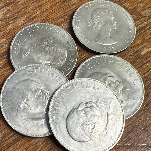 1965 Great Britain Crown - Winston CHURCHILL & Elizabeth II Commemorative KM#910 - Picture 2 of 2