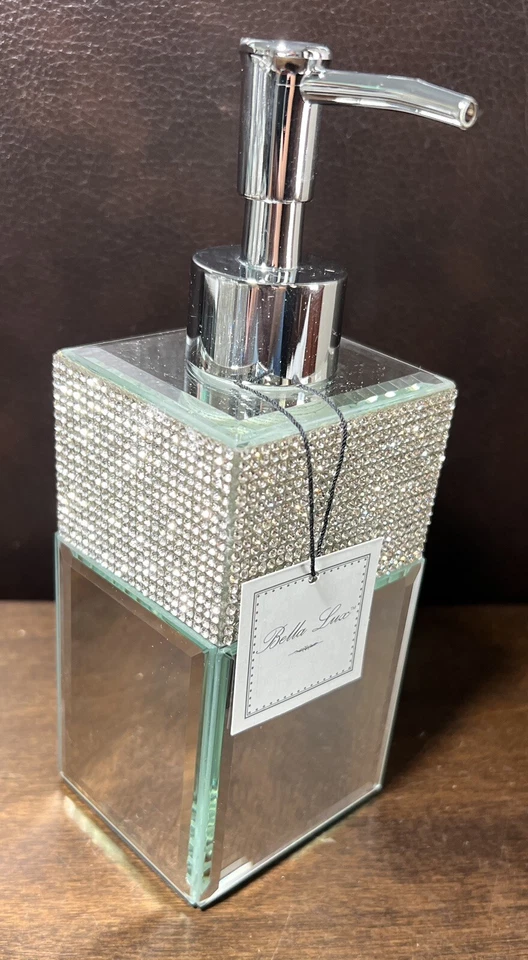 BELLA LUX ¡¡¡NUEVO!!! Bomba dispensadora de jabón plata estrás espejo vidrio ¡BRILLO! Foto 3 de 4