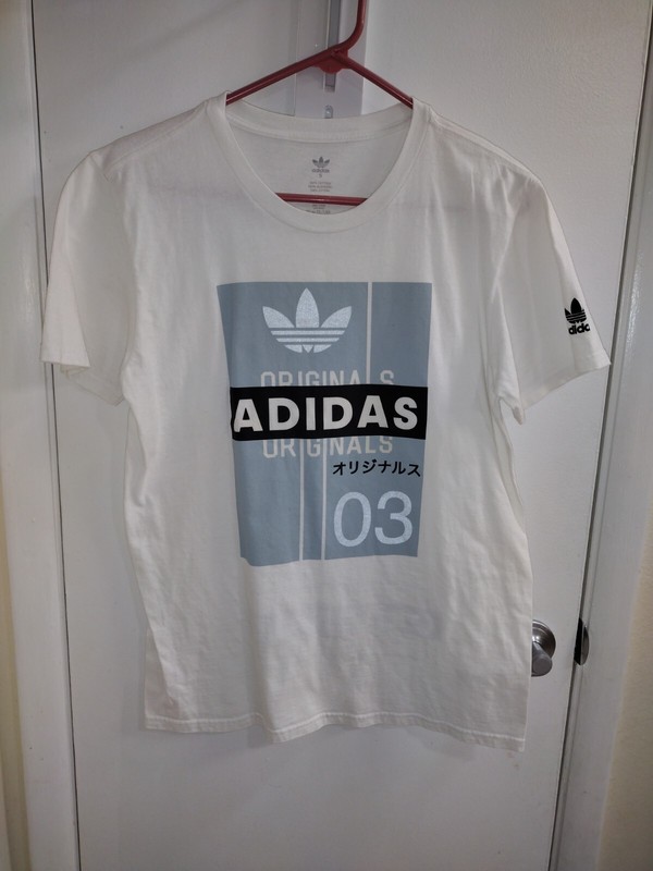 Adidas Originals T Shirt Mens Small White Short Sleeve Tee Crew Neck Athletic