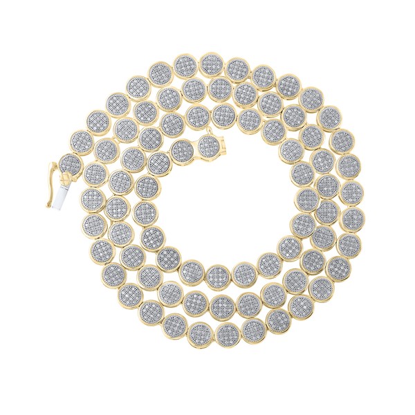 "10K Gelbgold Runde Diamant 6Mm Cluster Statement Halskette 20\" Kette 2,75 Ct."-image