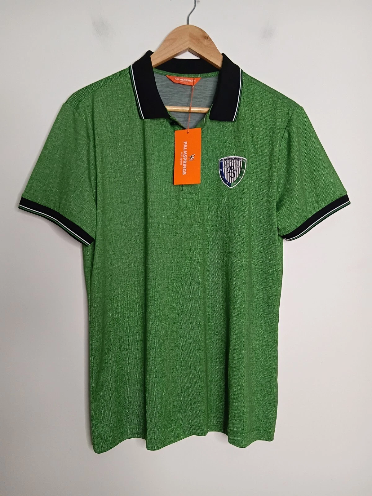 Palmsprings Golf Sports Polo Shirt Mens Size 95 Green Embroidered Logo NEW BWNT