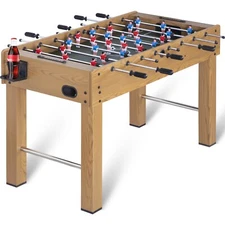 4X2FT Furniture Foosball Soccer Table Arcade Game Room Kid Adult 4 Players Brown