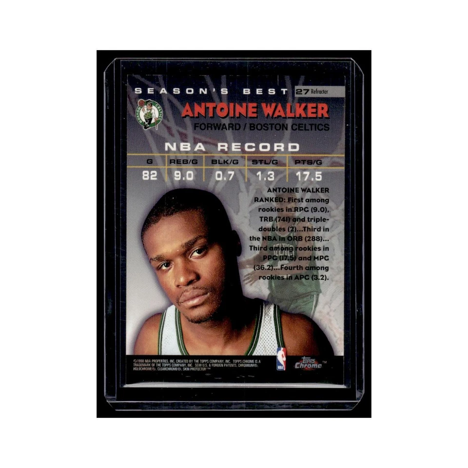 Antoine Walker Refractor 1997 Topps Chrome Season's Best #27 Boston Celtics NM - Image 2 of 3