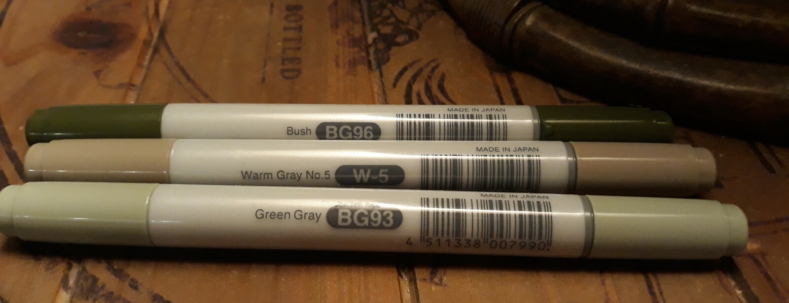 3pc Copic CIAO Markers -ASSORTMENT Set W-5 GREEN GRAY, BG93 WARM GRAY, BG96 BUSH