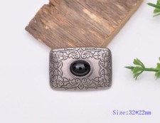 4PC 32X22MM SILVER BLACK Turquoise Western Flower Decor Saddle Belt Conchos