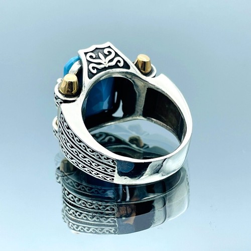 Amethyst Mens Ring,Turkish Handmade 925k Sterling Silver Ottoman Style Mens Ring - Picture 25 of 104
